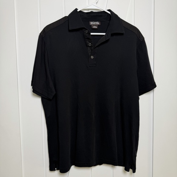 Michael Kors Other - Michael Kors Men's Polo Shirt Black Size Large 100% Cotton Detail On Shoulders